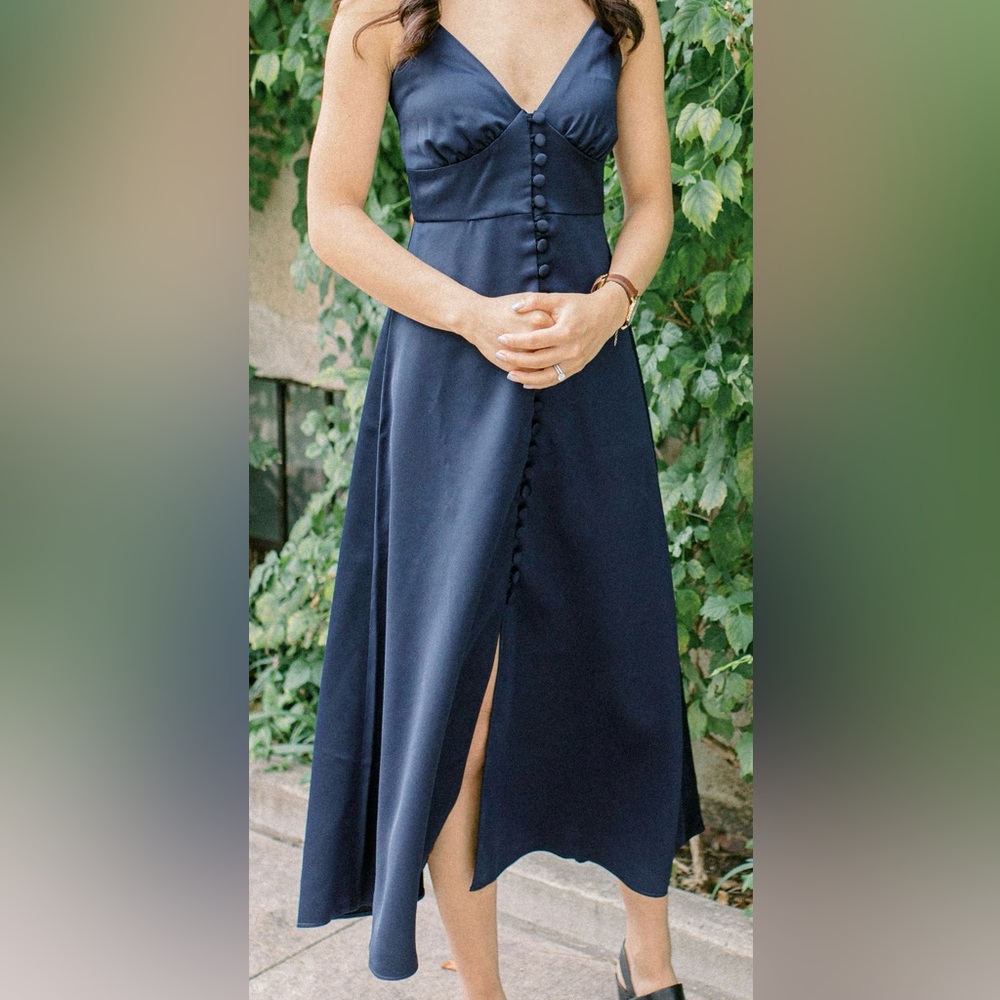 Sachin + Babi Navy V-Neck Midi Dress